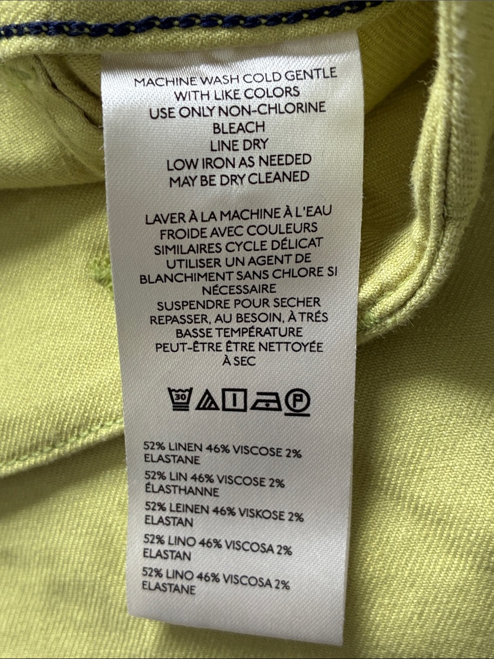 Anthropologie Maeve Size The Colette Linen Cropped Pants - Chartreuse - Picture 5 of 6